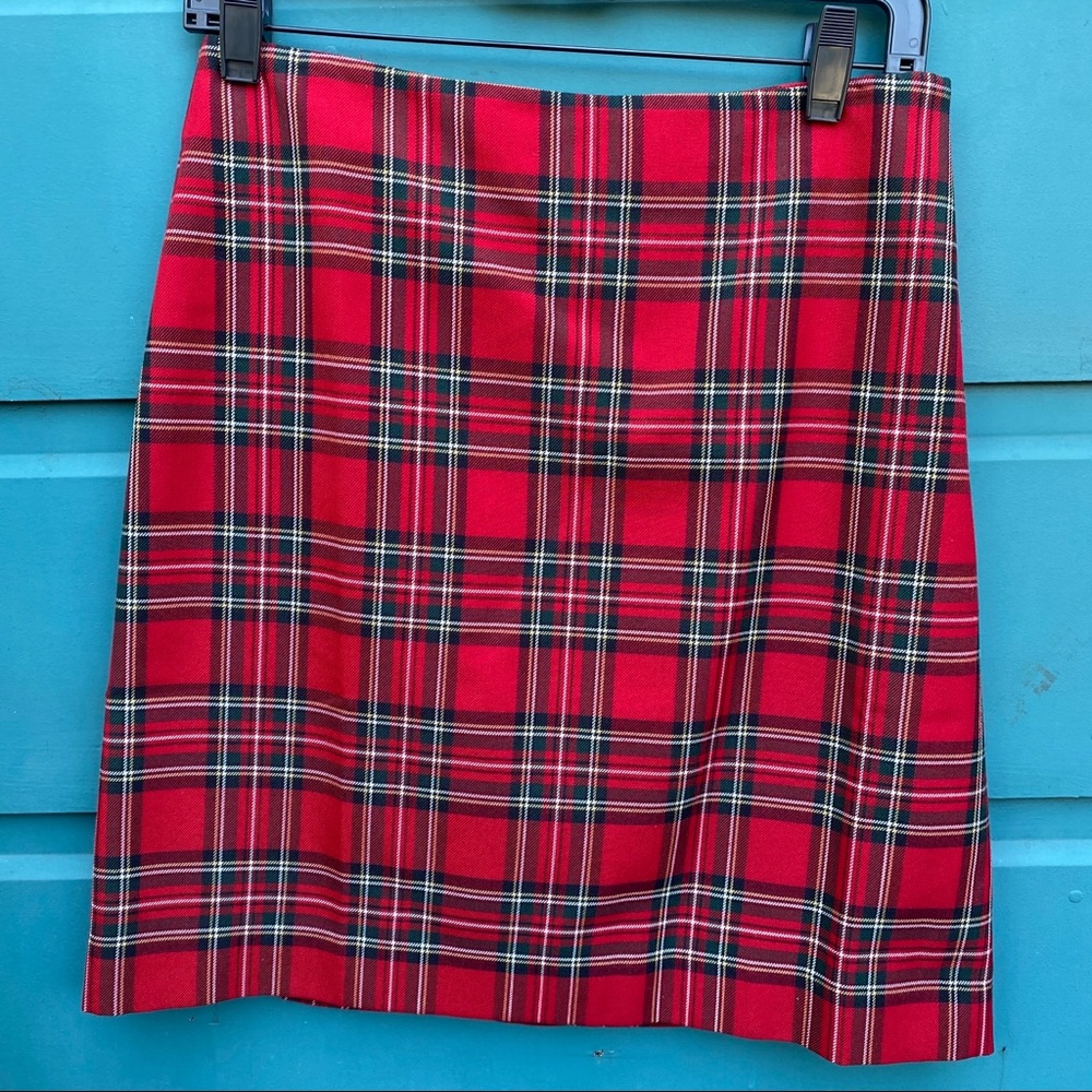 NWT Talbots Plaid Red Skirt 4 Petite